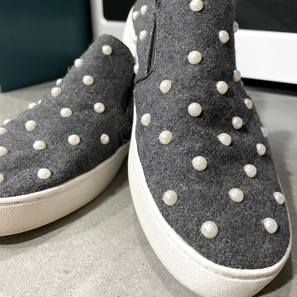 Michael Kors felt tennis shoes with fancy pearl flair